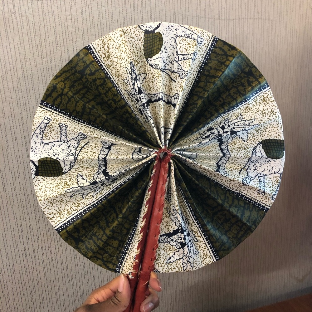 🛑 SALE **African Fabric Print Folding Fan**